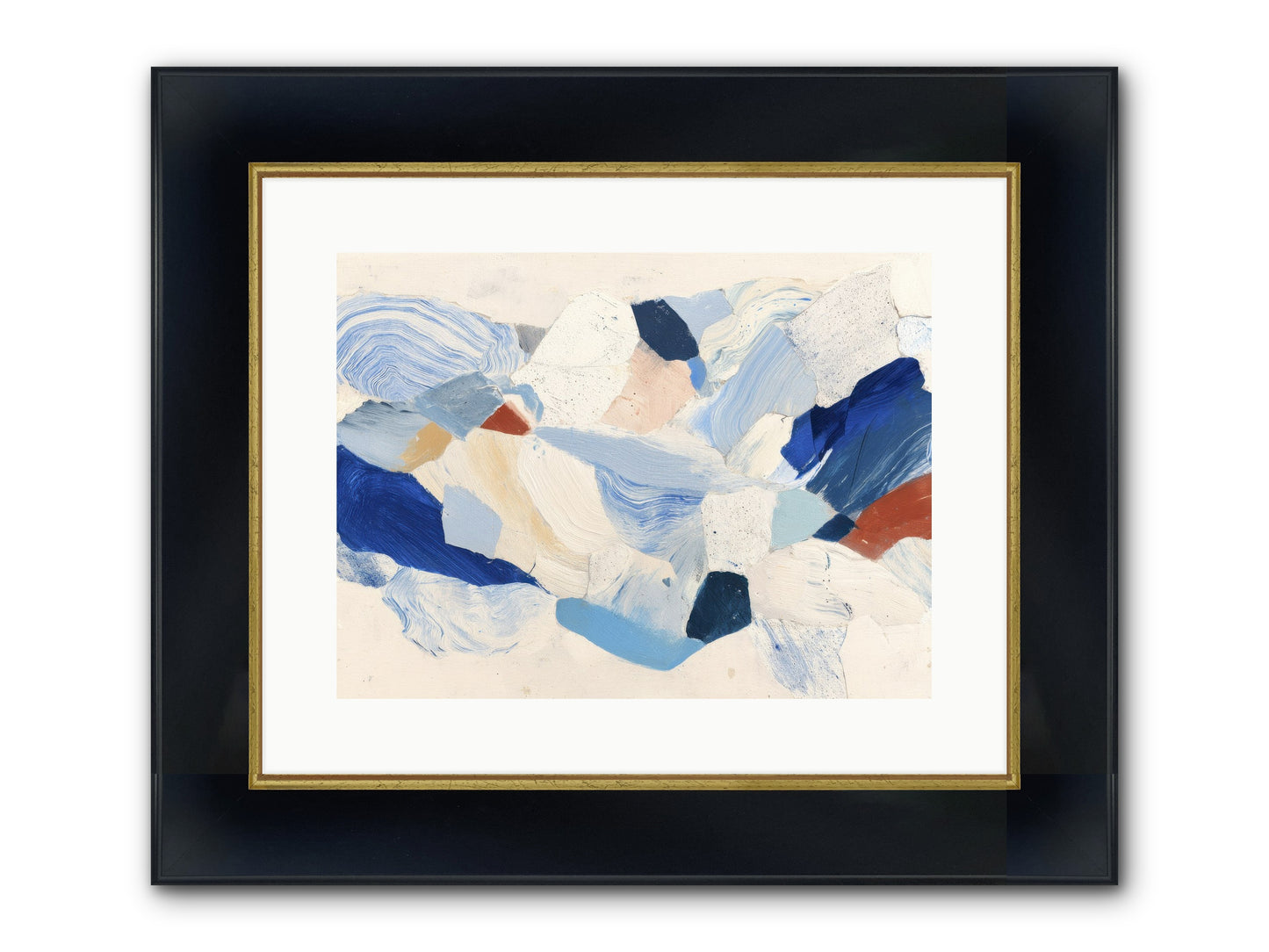 Fragmented Tides Framed Print - Wide Black w/Gold 16x12