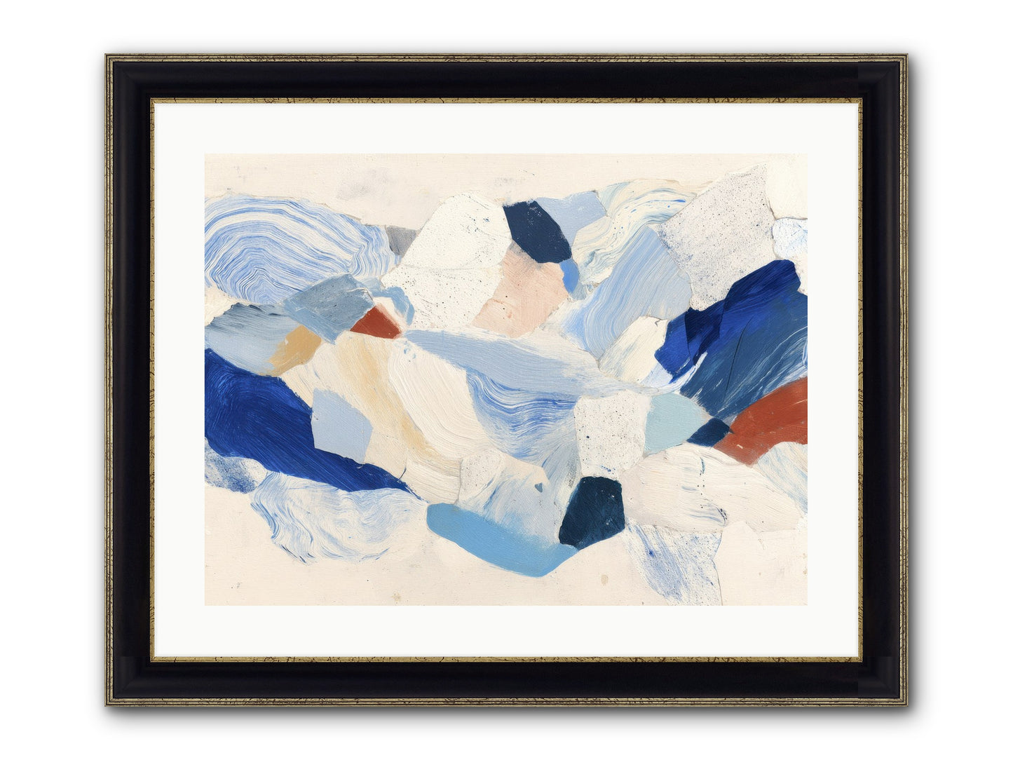 Fragmented Tides Framed Print - Black & Gold 24x18