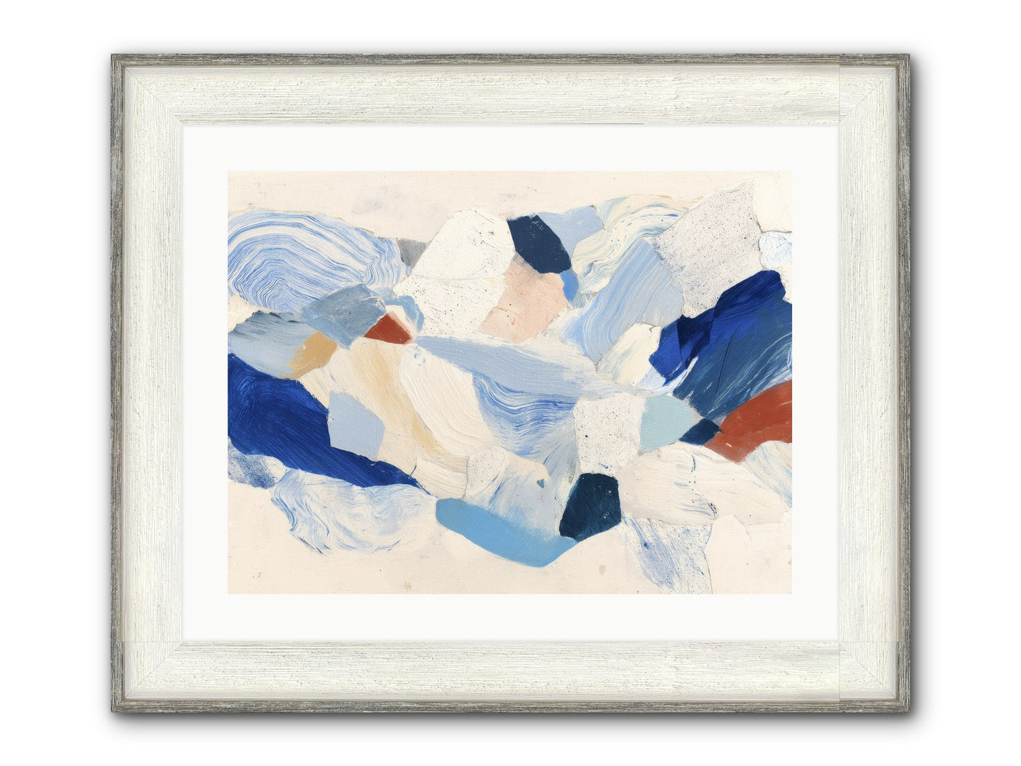 Fragmented Tides Framed Print - Driftwood White 24x18