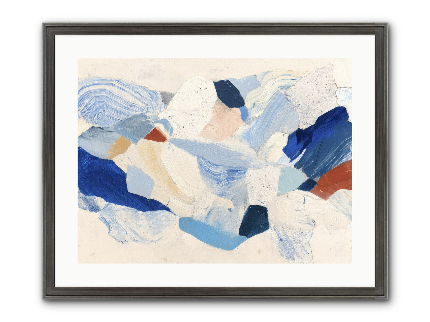 Fragmented Tides Framed Print - Slimwoods Black/Silver 24x18