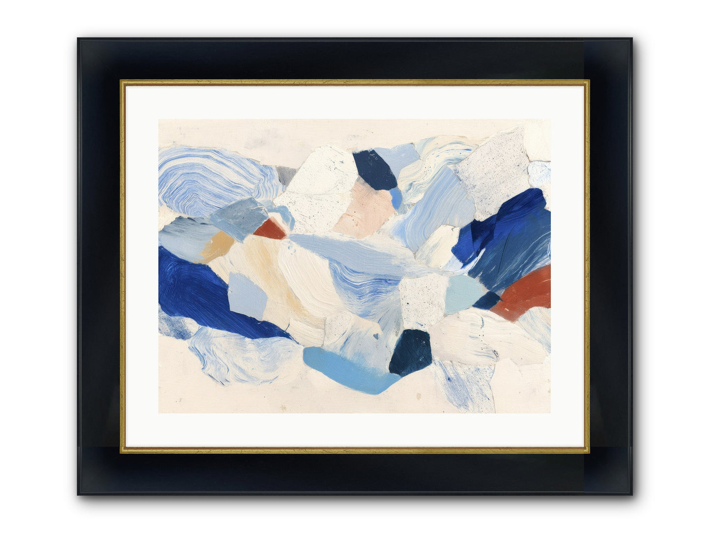 Fragmented Tides Framed Print - Wide Black w/Gold 24x18