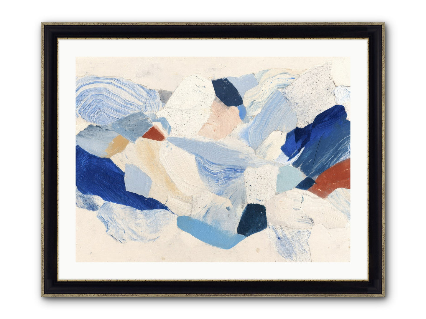 Fragmented Tides Framed Print - Black & Gold 32x24