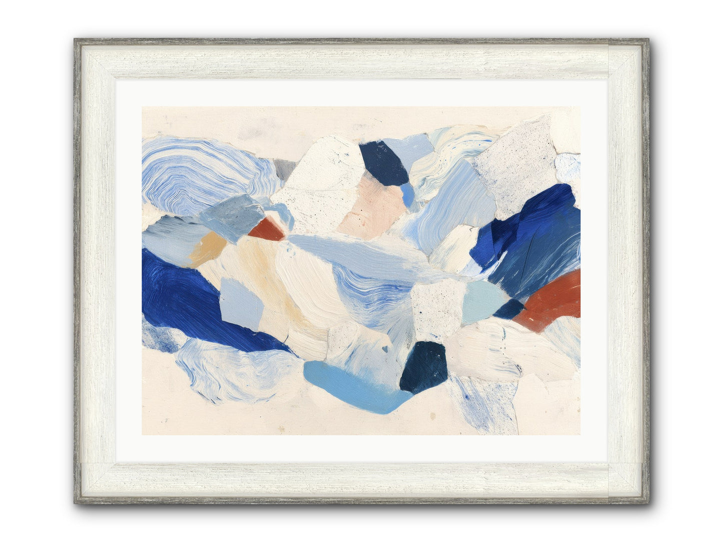 Fragmented Tides Framed Print - Driftwood White 32x24