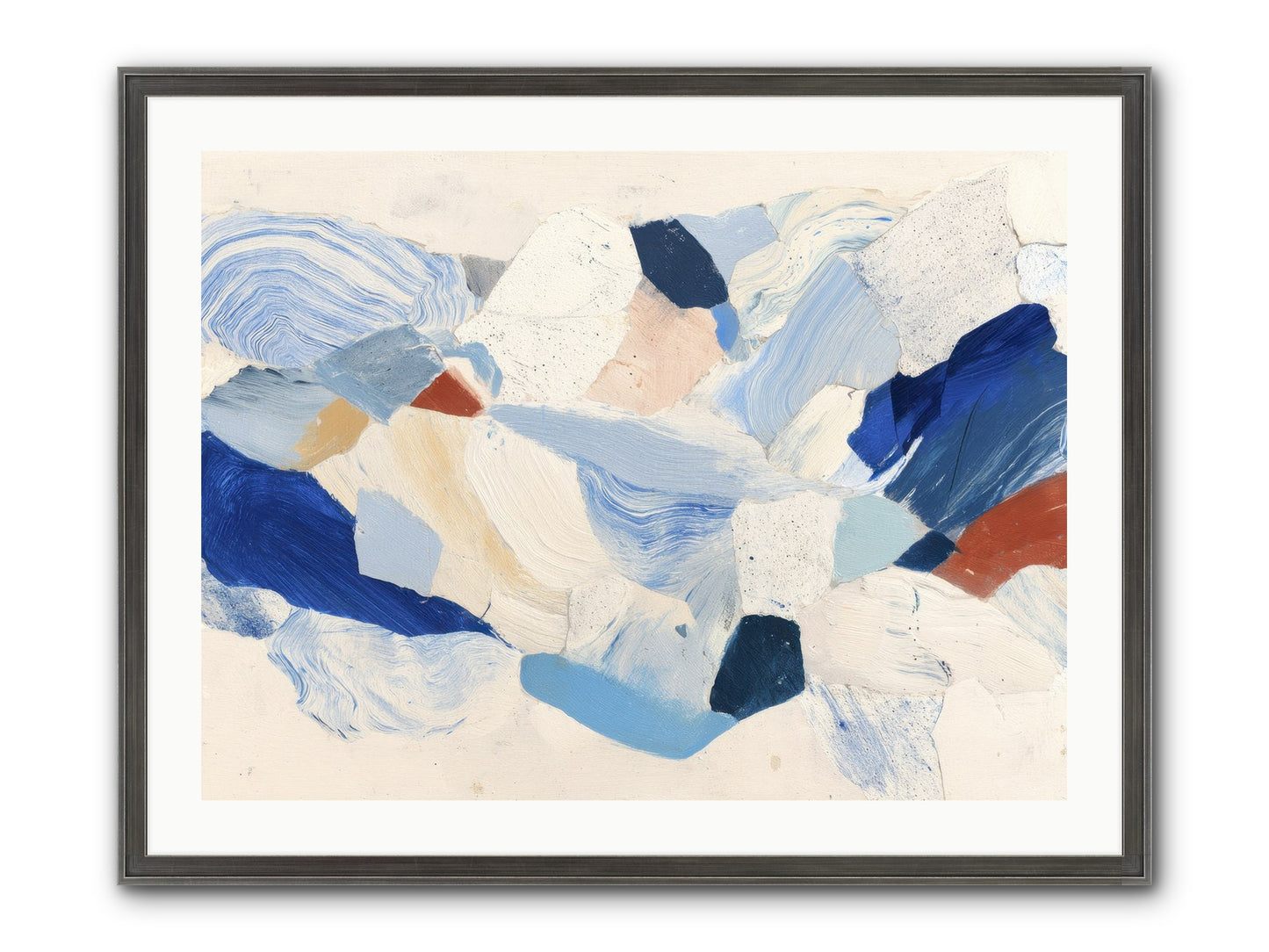 Fragmented Tides Framed Print - Slimwoods Black/Silver 32x24