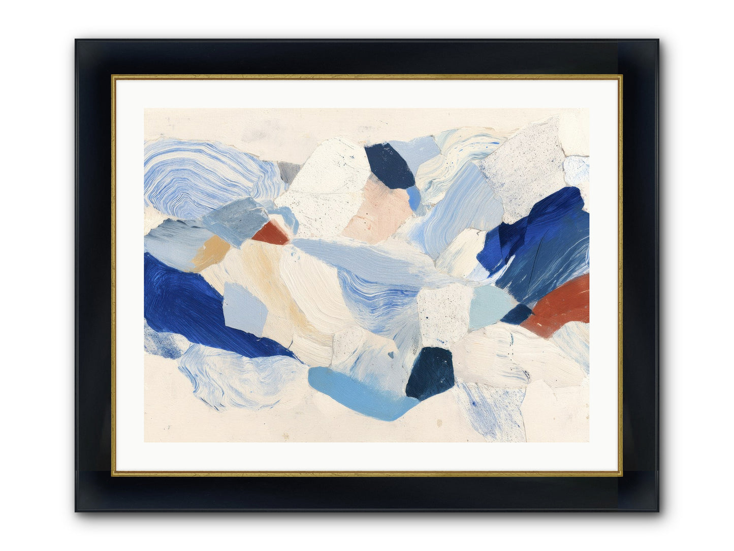 Fragmented Tides Framed Print - Wide Black w/Gold 32x24