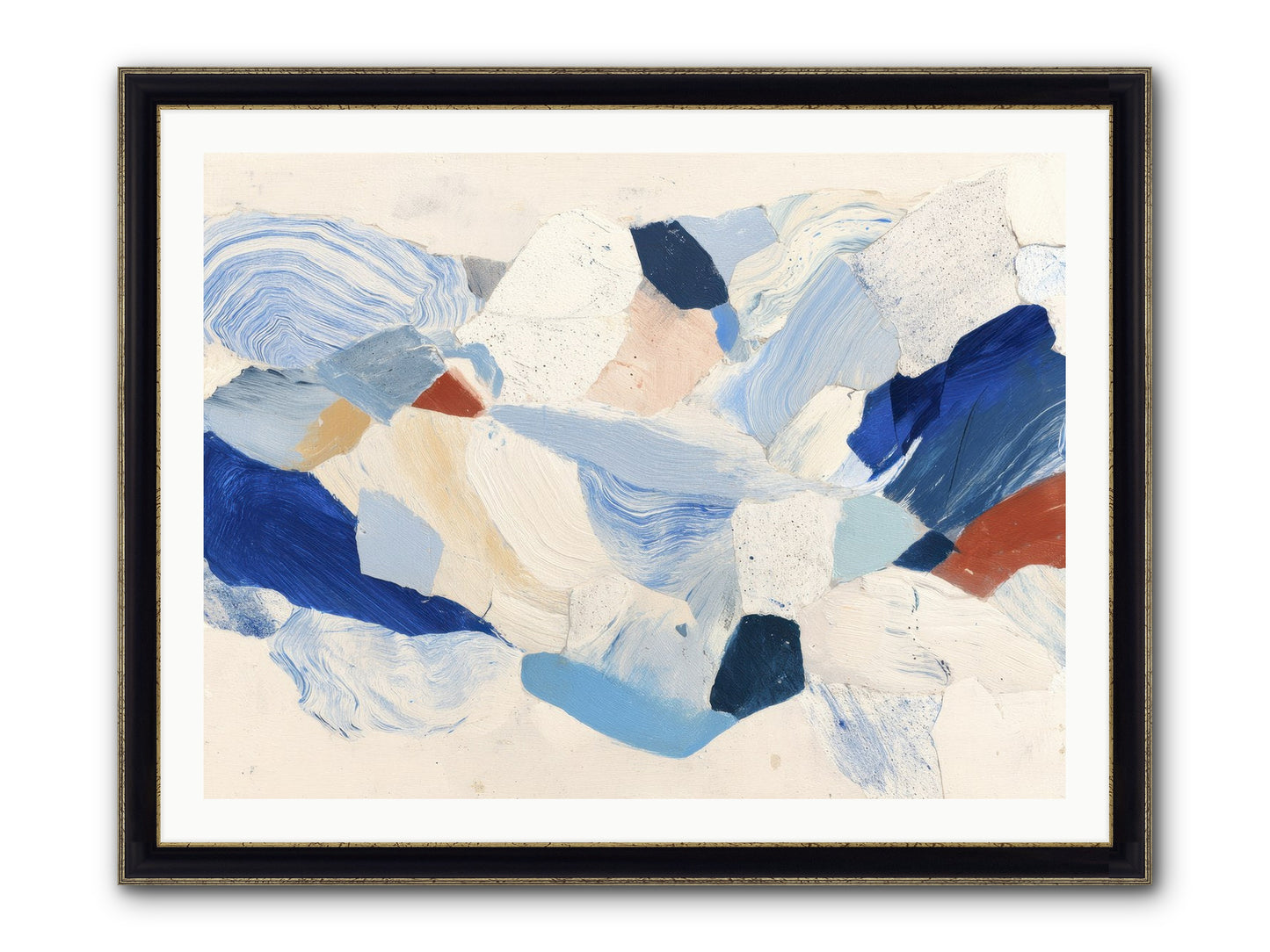 Fragmented Tides Framed Print - Black & Gold 40x30