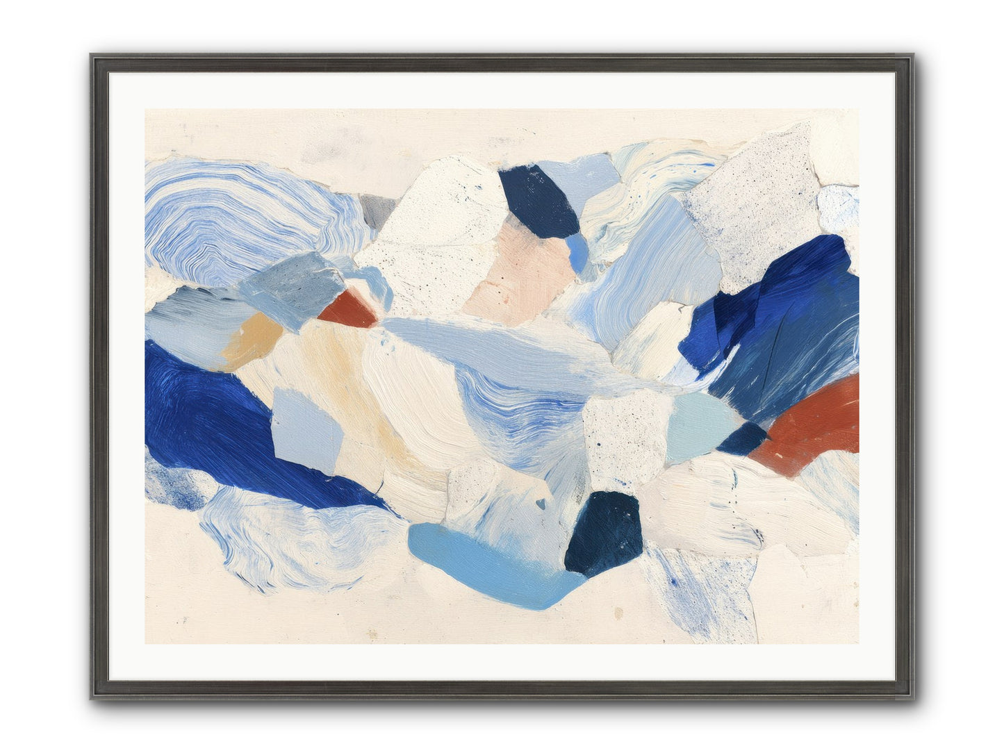 Fragmented Tides Framed Print - Slimwoods Black/Silver 40x30