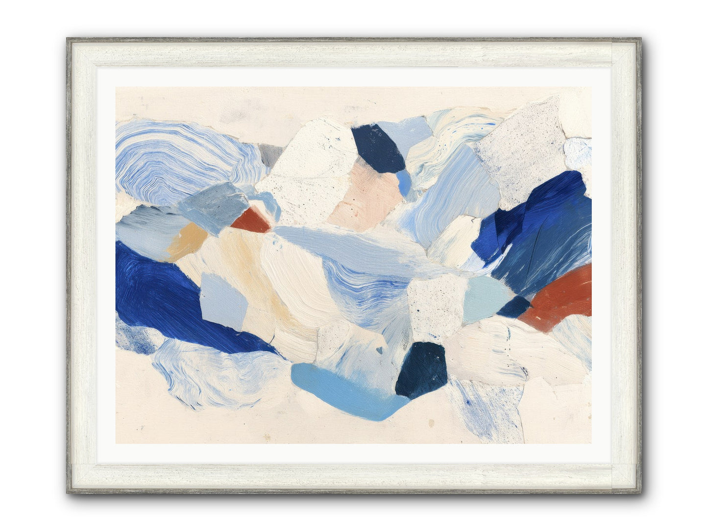 Fragmented Tides Framed Print - Driftwood White 48x36