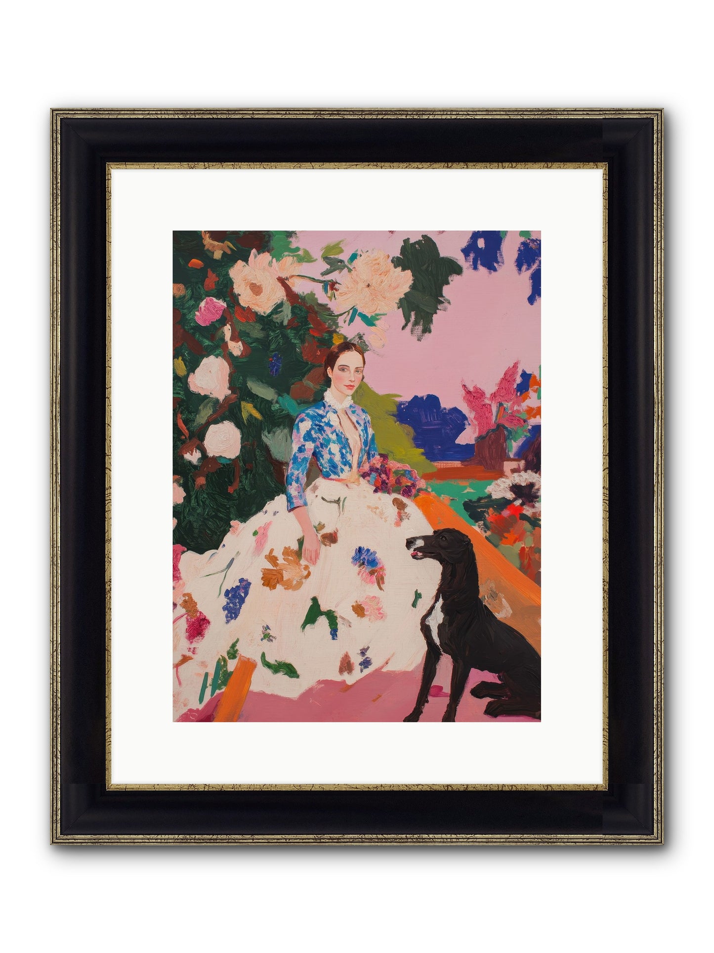 Fragrant Belvedere Framed Print - Black & Gold 12x16