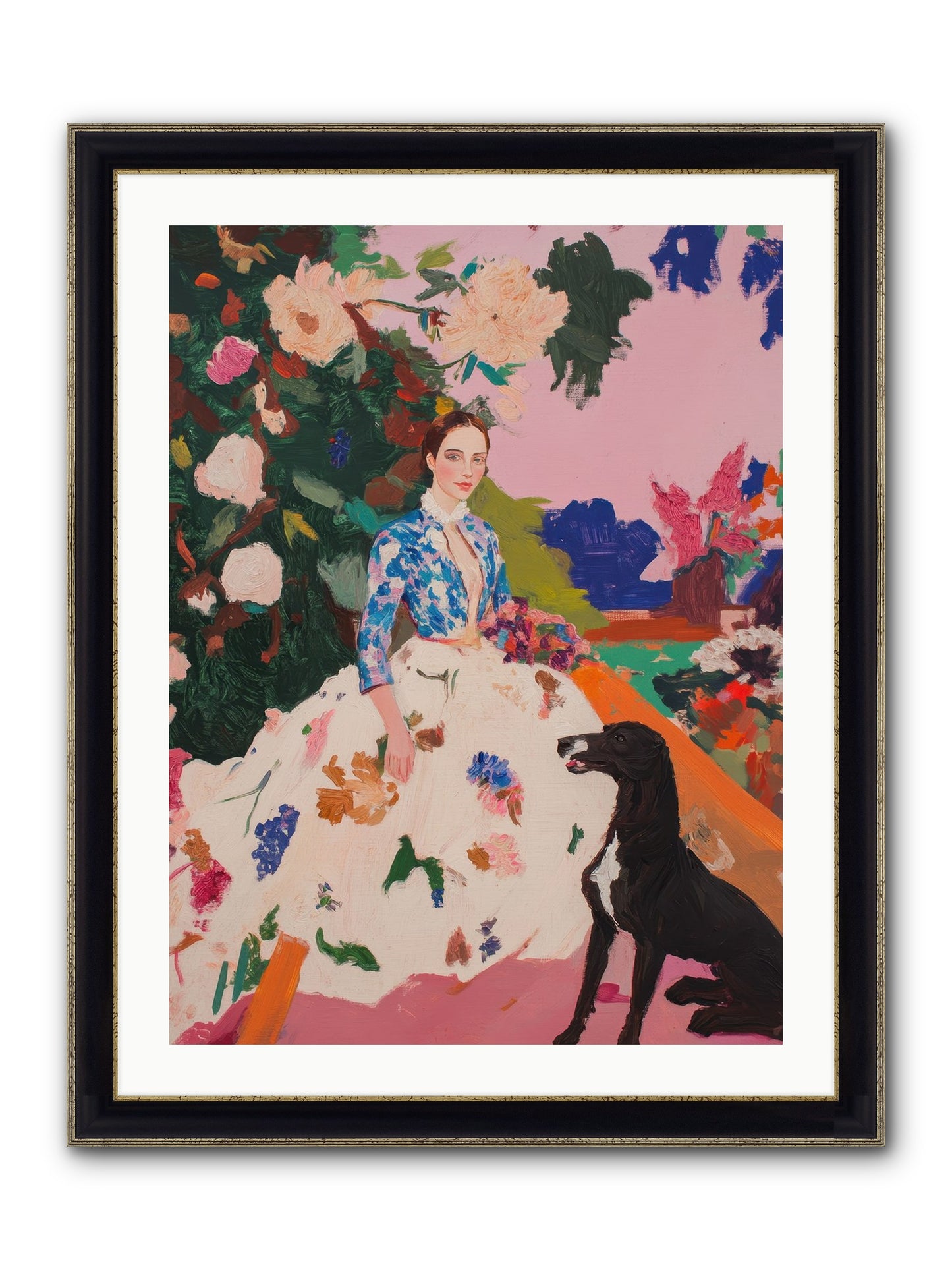Fragrant Belvedere Framed Print - Black & Gold 24x32