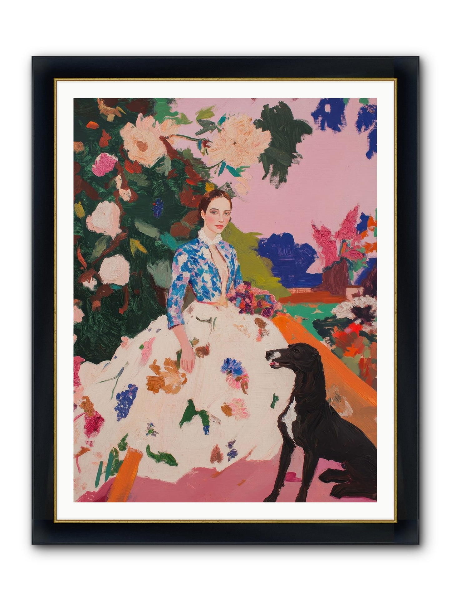 Fragrant Belvedere Framed Print - Wide Black w/Gold 36x48