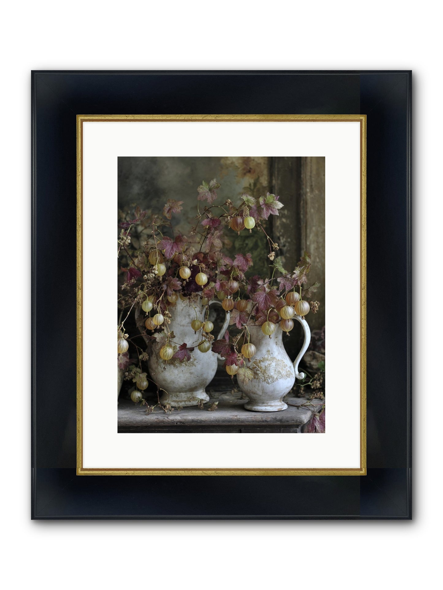 Francine Framed Print - Wide Black w/Gold 12x16