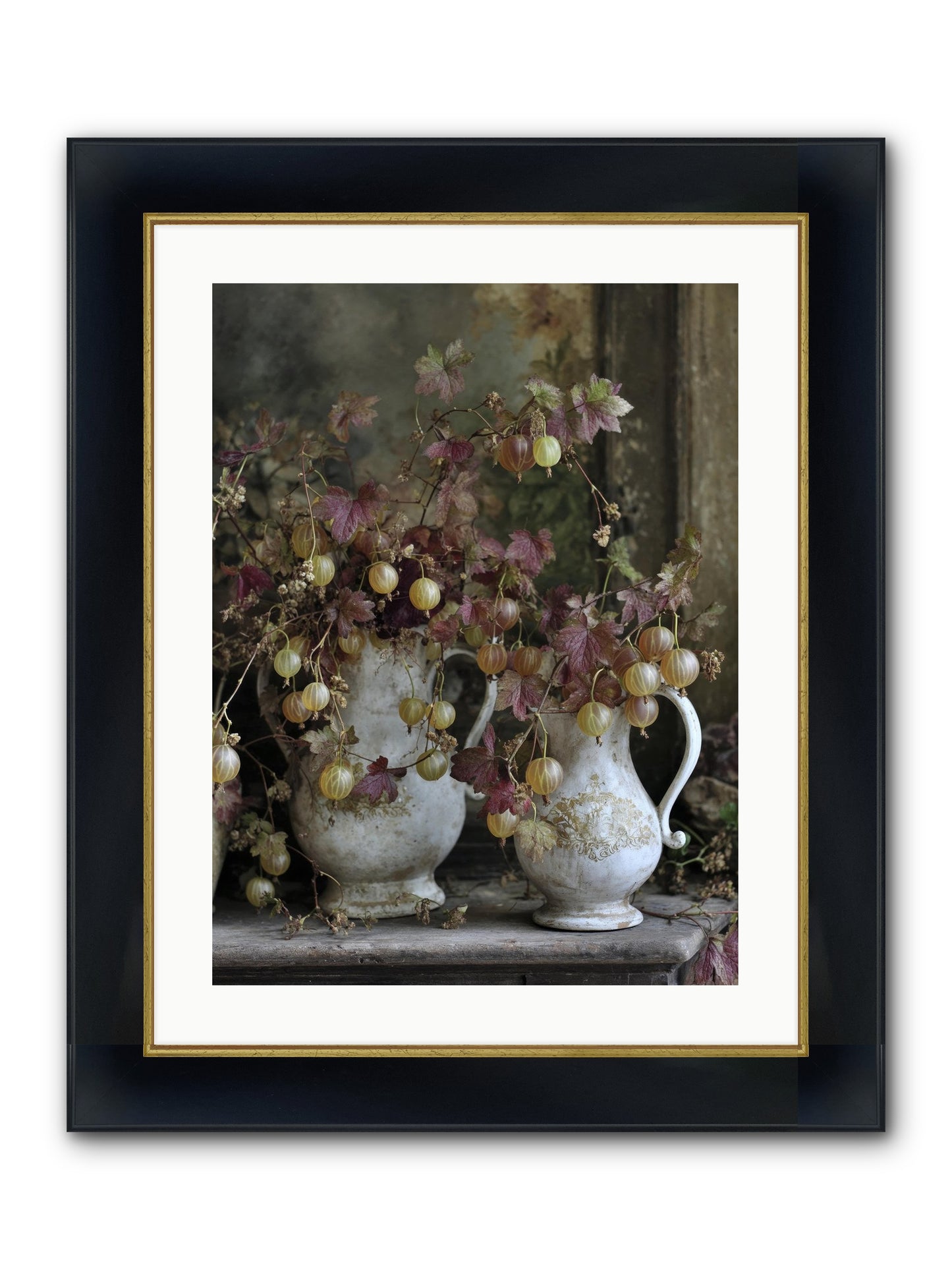 Francine Framed Print - Wide Black w/Gold 18x24