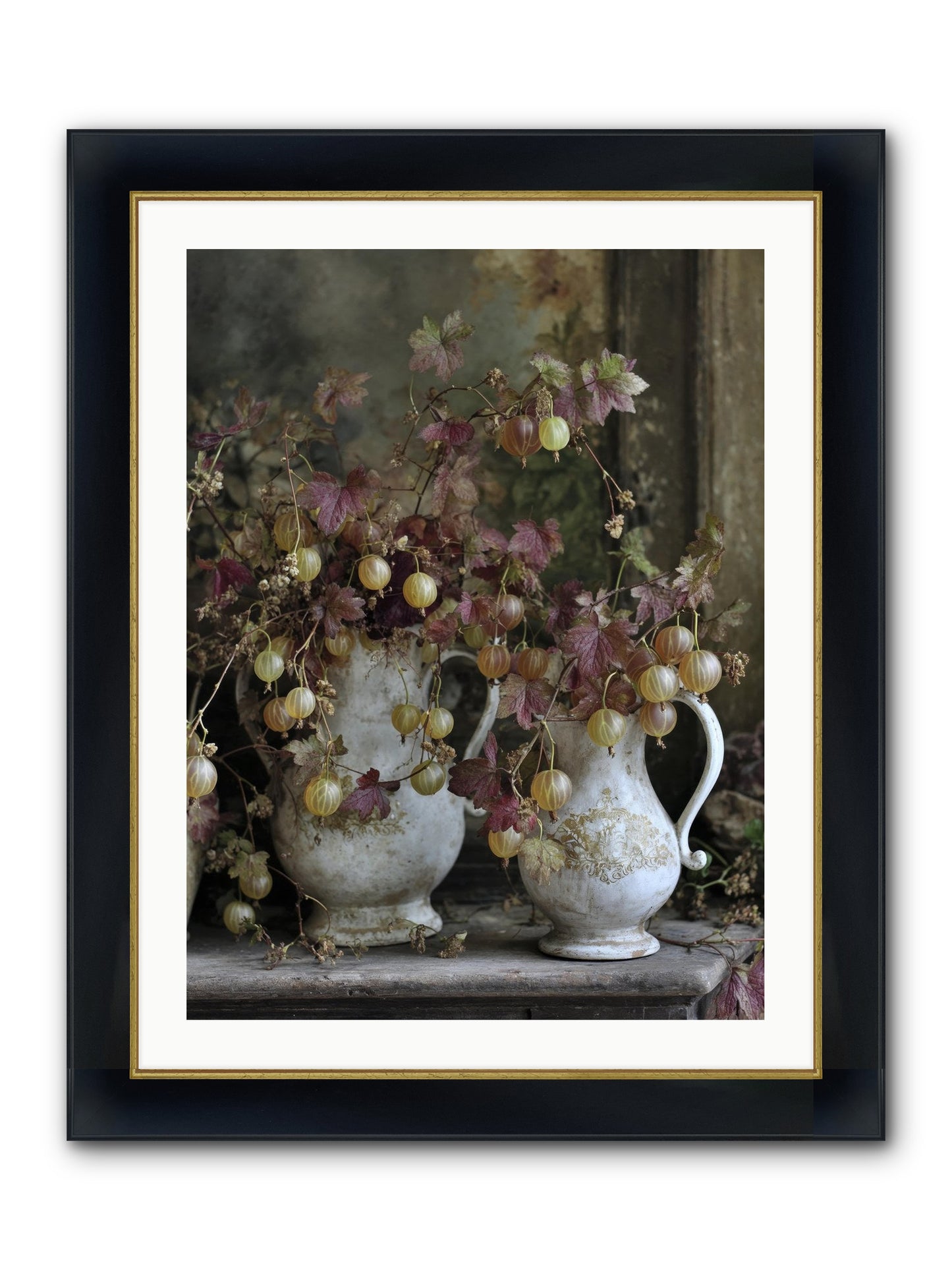 Francine Framed Print - Wide Black w/Gold 24x32