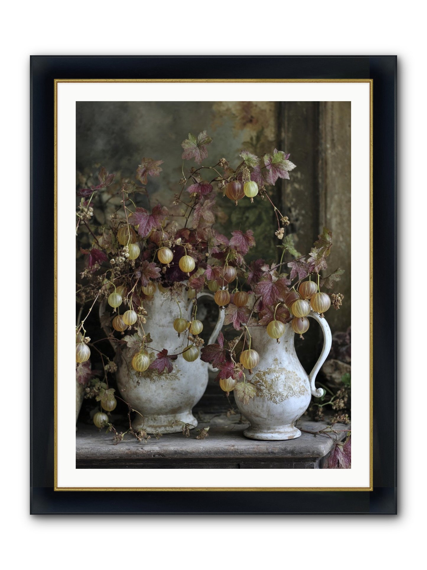 Francine Framed Print - Wide Black w/Gold 30x40