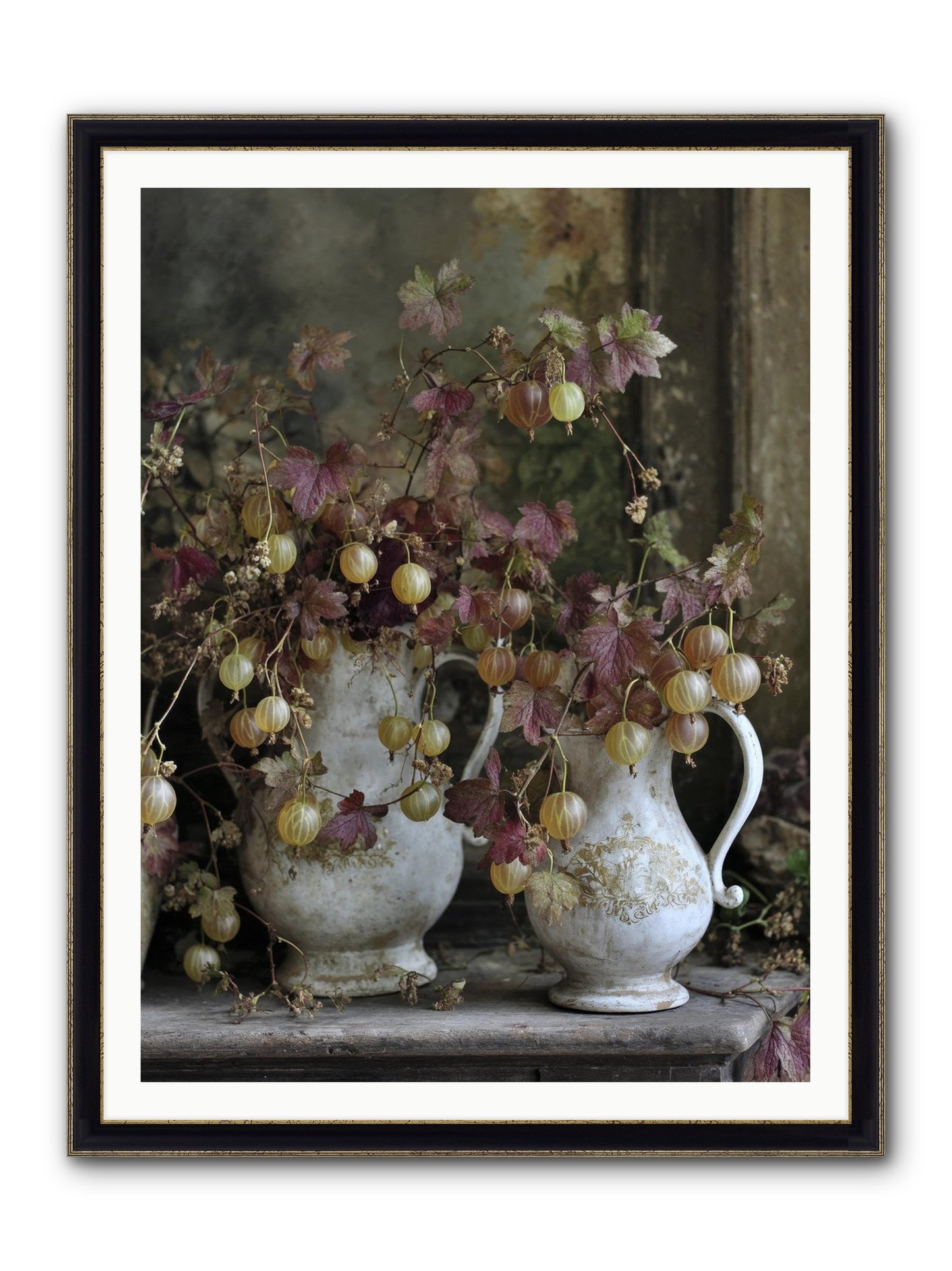 Francine Framed Print - Black & Gold 36x48
