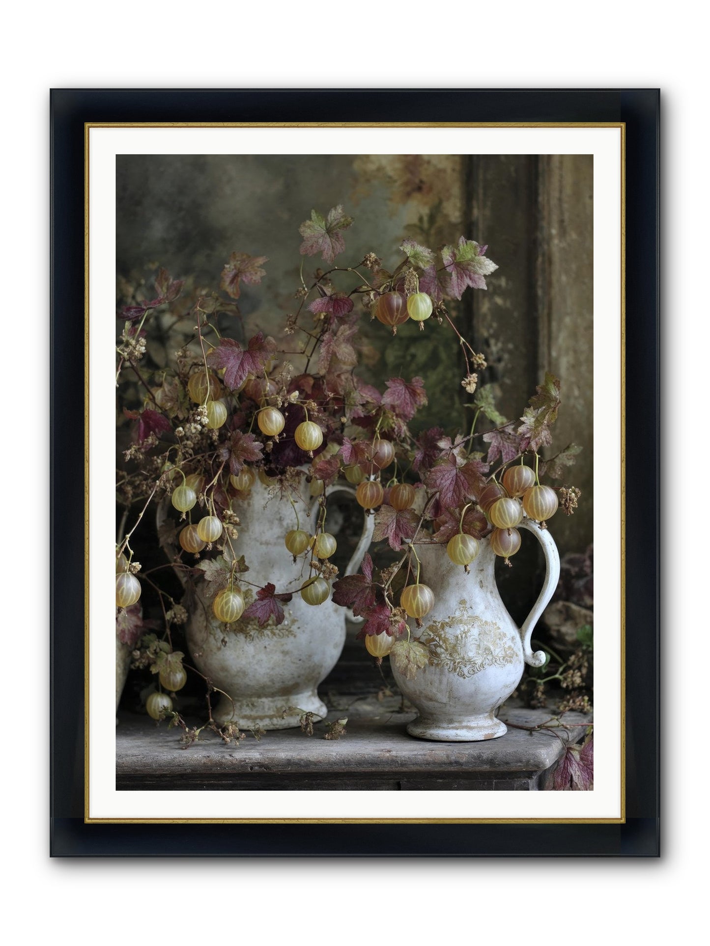 Francine Framed Print - Wide Black w/Gold 36x48