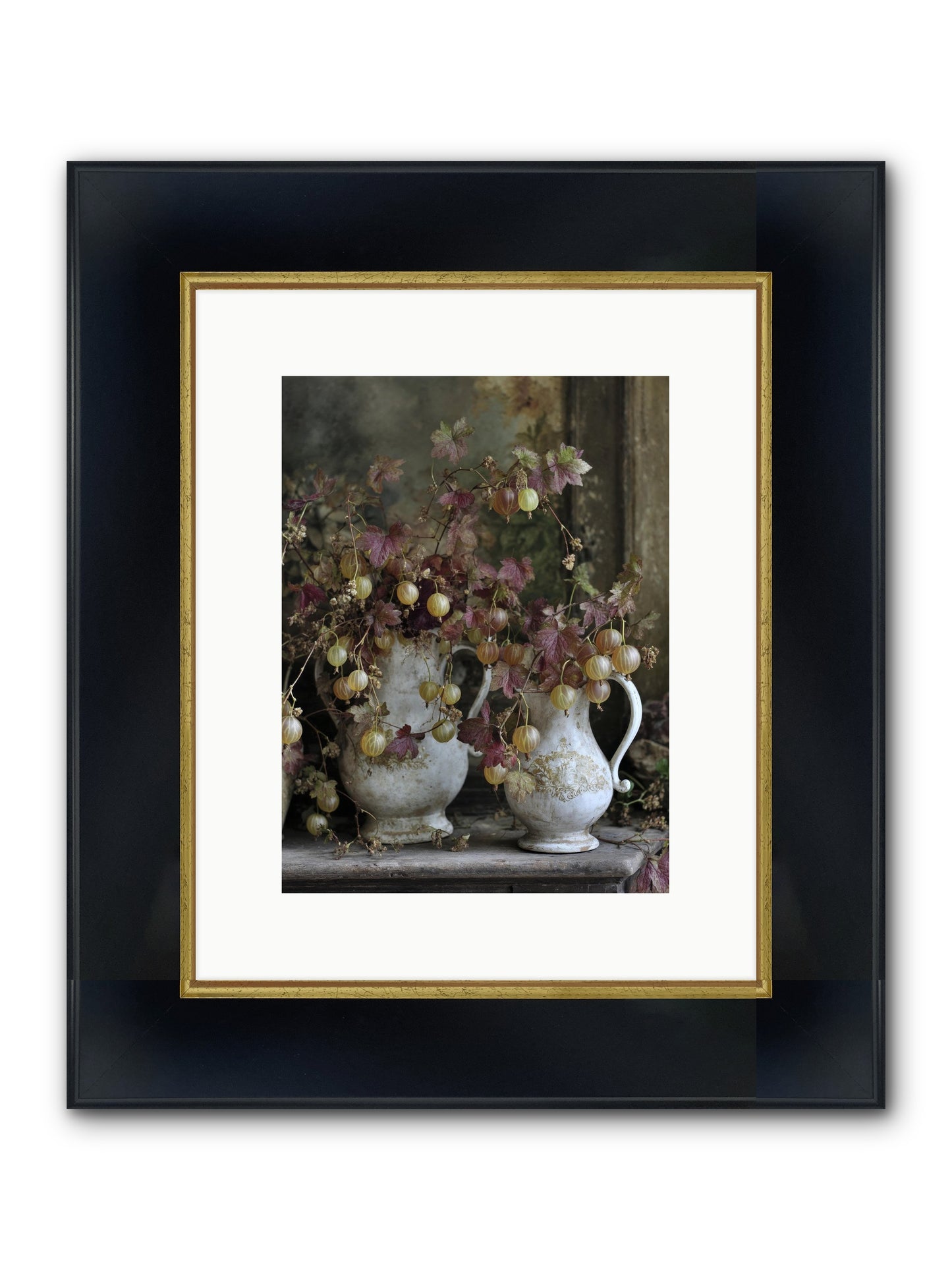 Francine Framed Print - Wide Black w/Gold 9x12