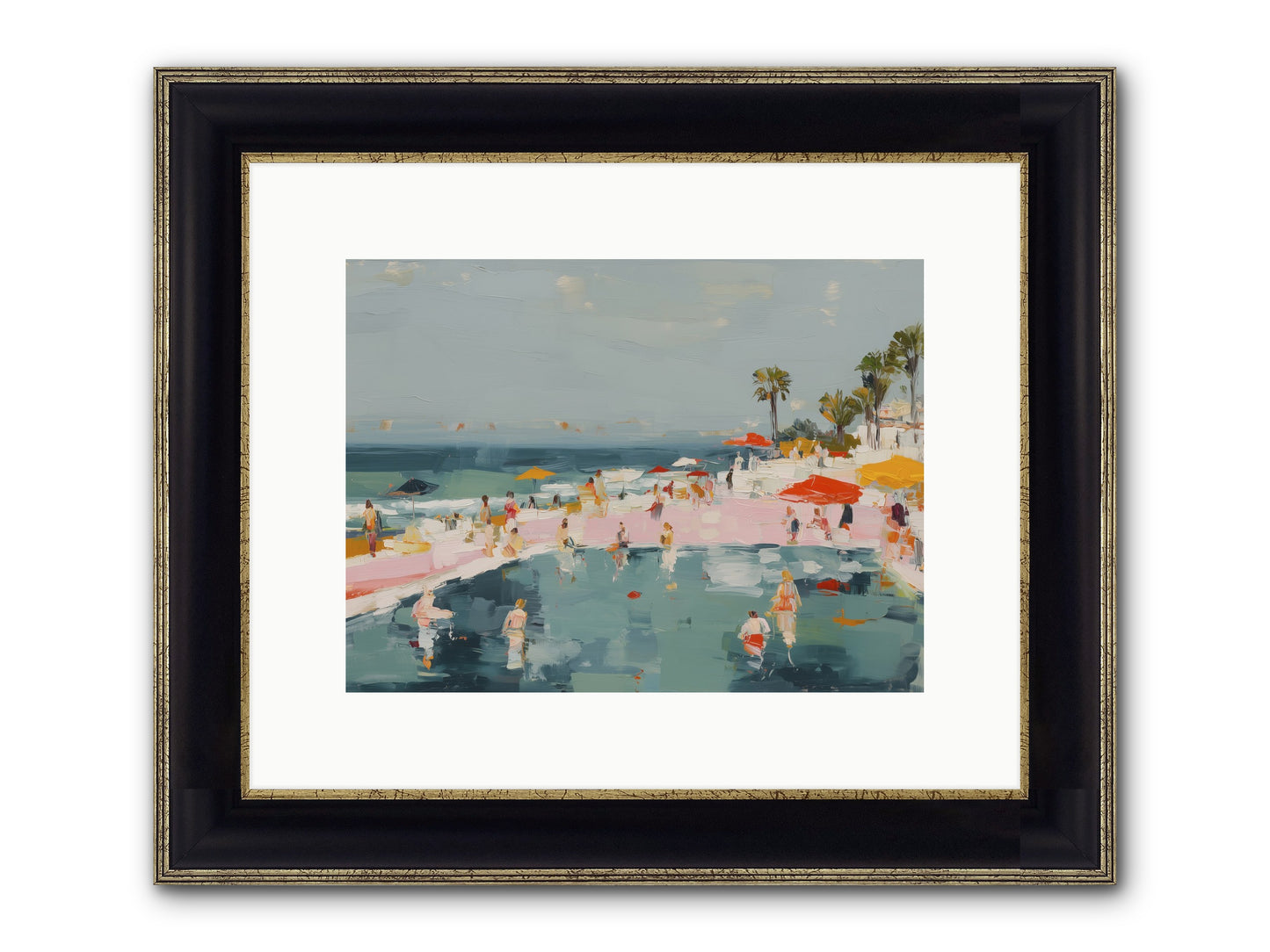 French Kiss Waters Framed Print - Black & Gold 12x9