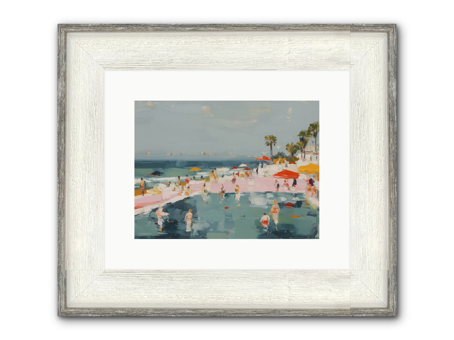 French Kiss Waters Framed Print - Driftwood White 12x9