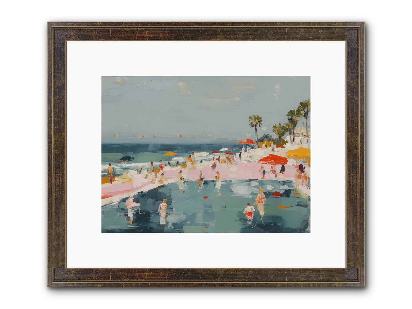 French Kiss Waters Framed Print - Slimwoods Black/Gold 12x9