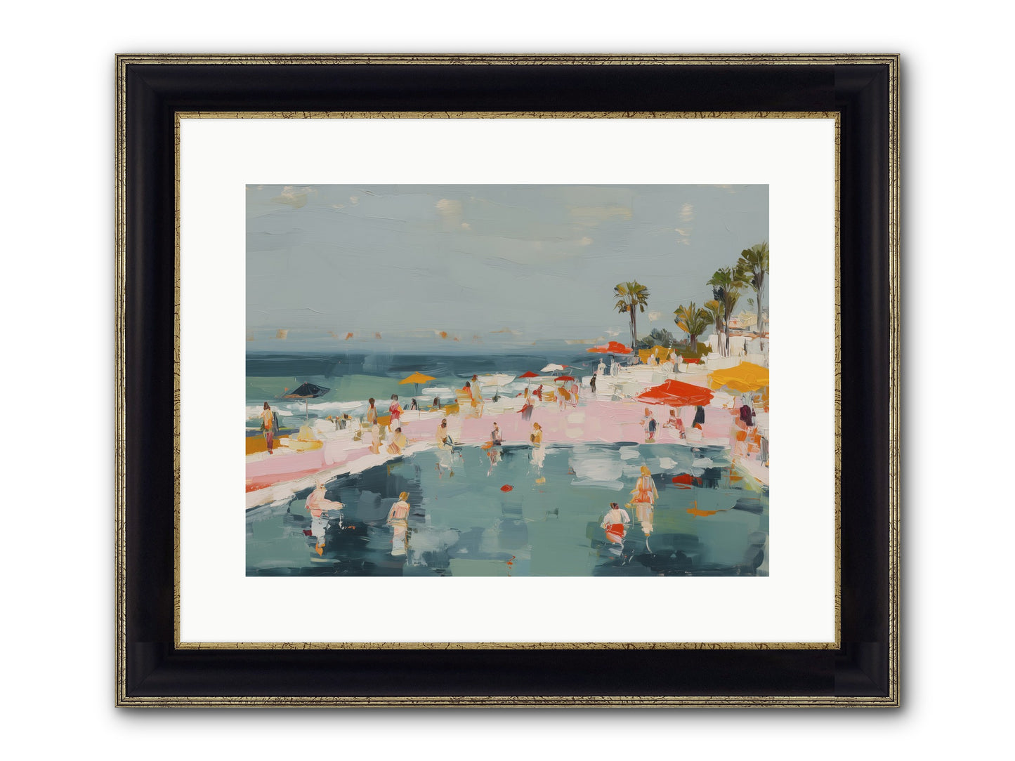 French Kiss Waters Framed Print - Black & Gold 16x12