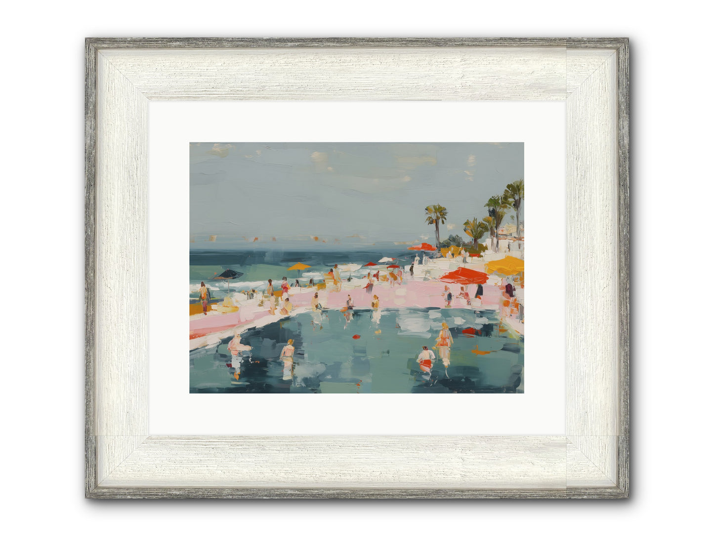 French Kiss Waters Framed Print - Driftwood White 16x12