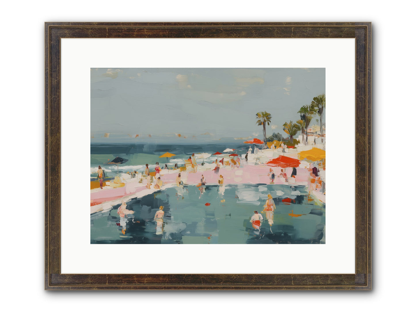 French Kiss Waters Framed Print - Slimwoods Black/Gold 16x12