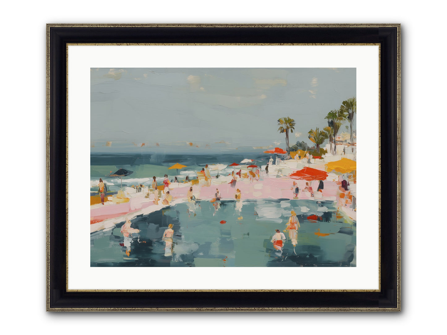 French Kiss Waters Framed Print - Black & Gold 24x18