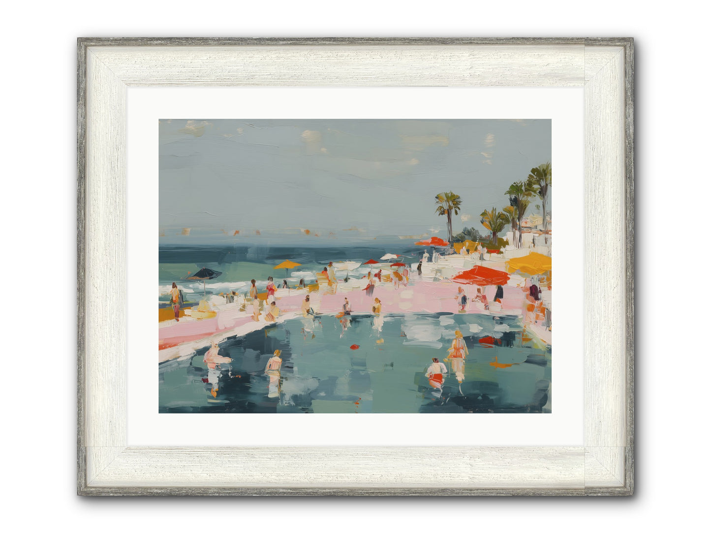 French Kiss Waters Framed Print - Driftwood White 24x18