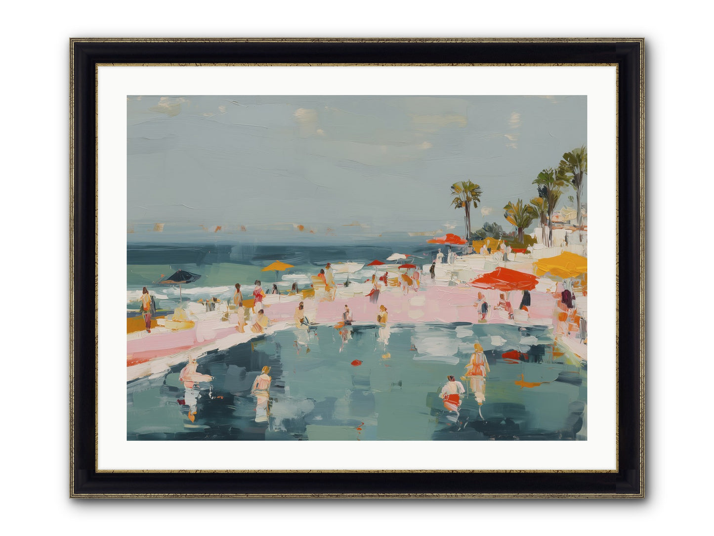 French Kiss Waters Framed Print - Black & Gold 32x24