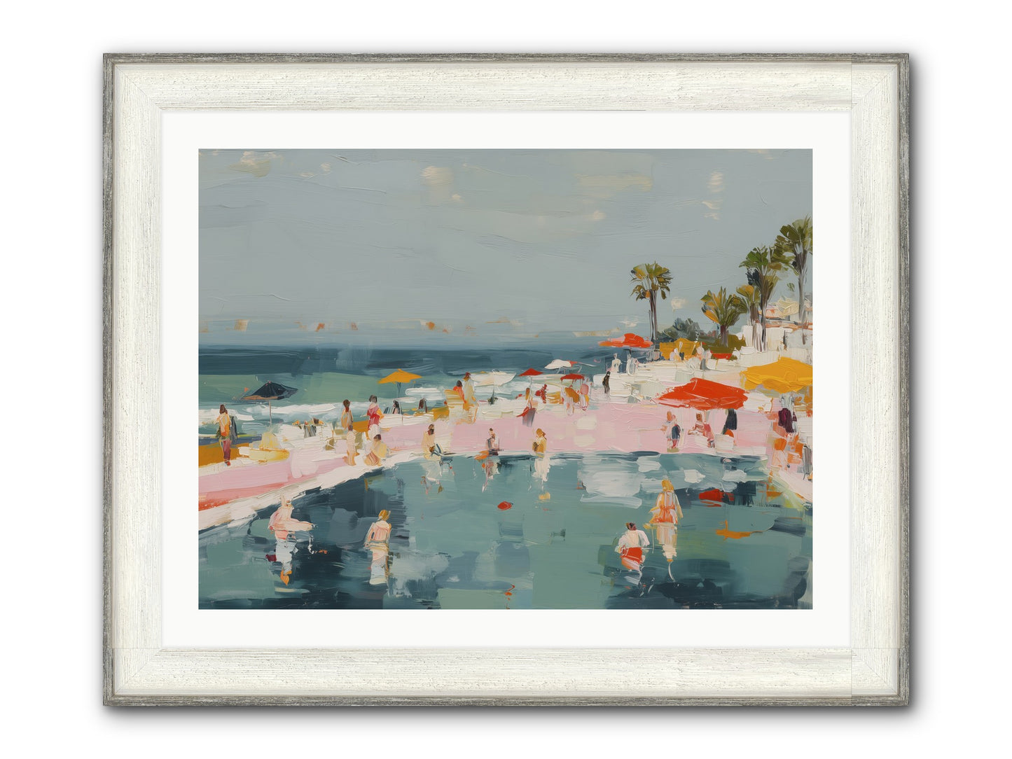 French Kiss Waters Framed Print - Driftwood White 32x24