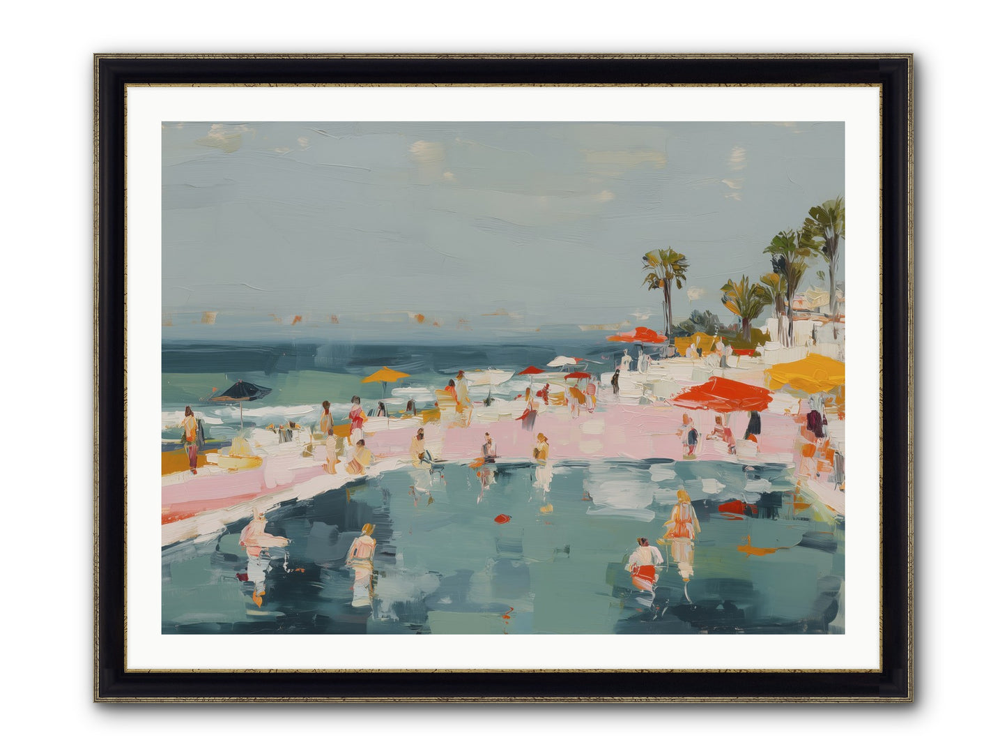 French Kiss Waters Framed Print - Black & Gold 40x30