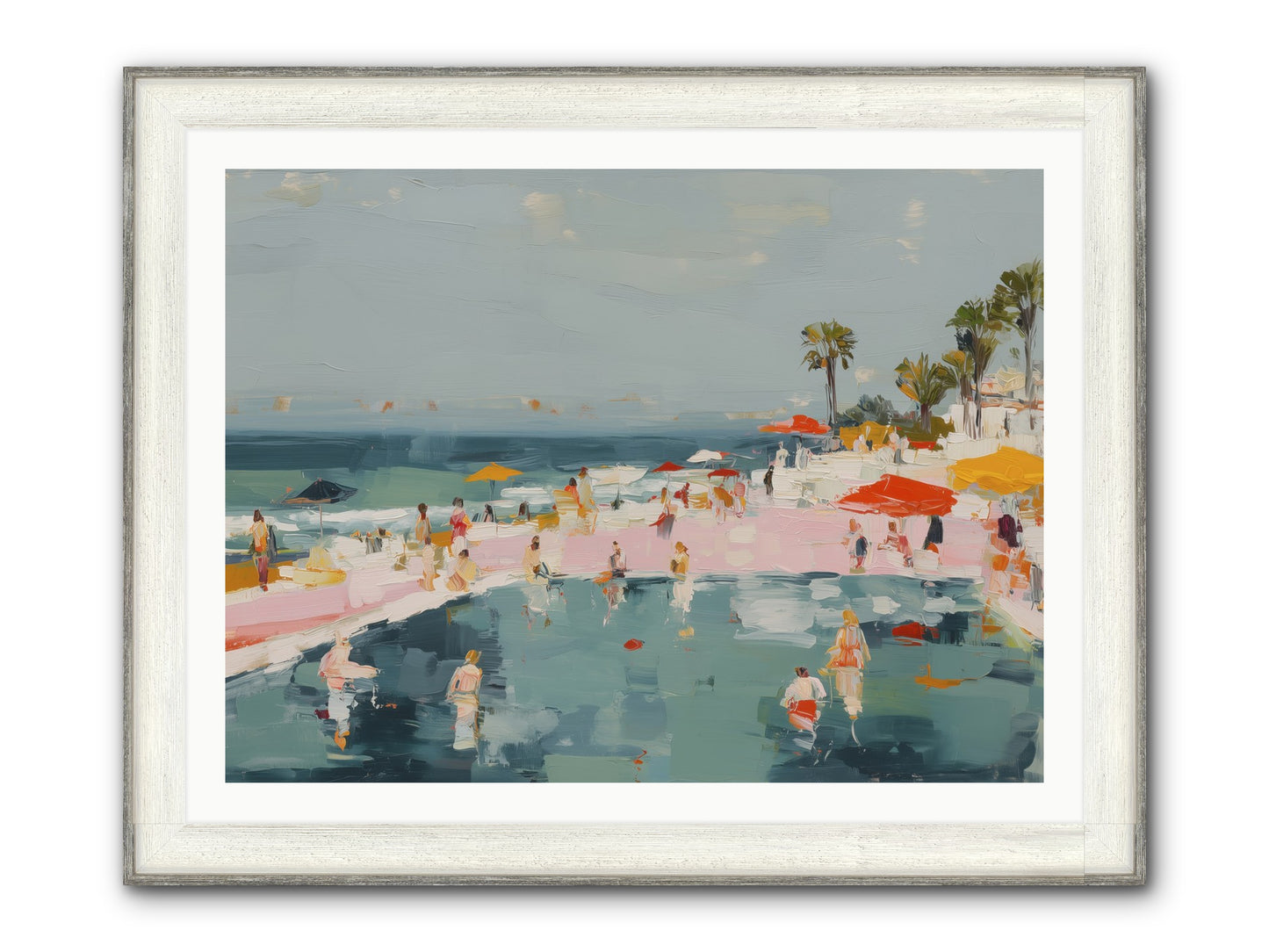 French Kiss Waters Framed Print - Driftwood White 40x30
