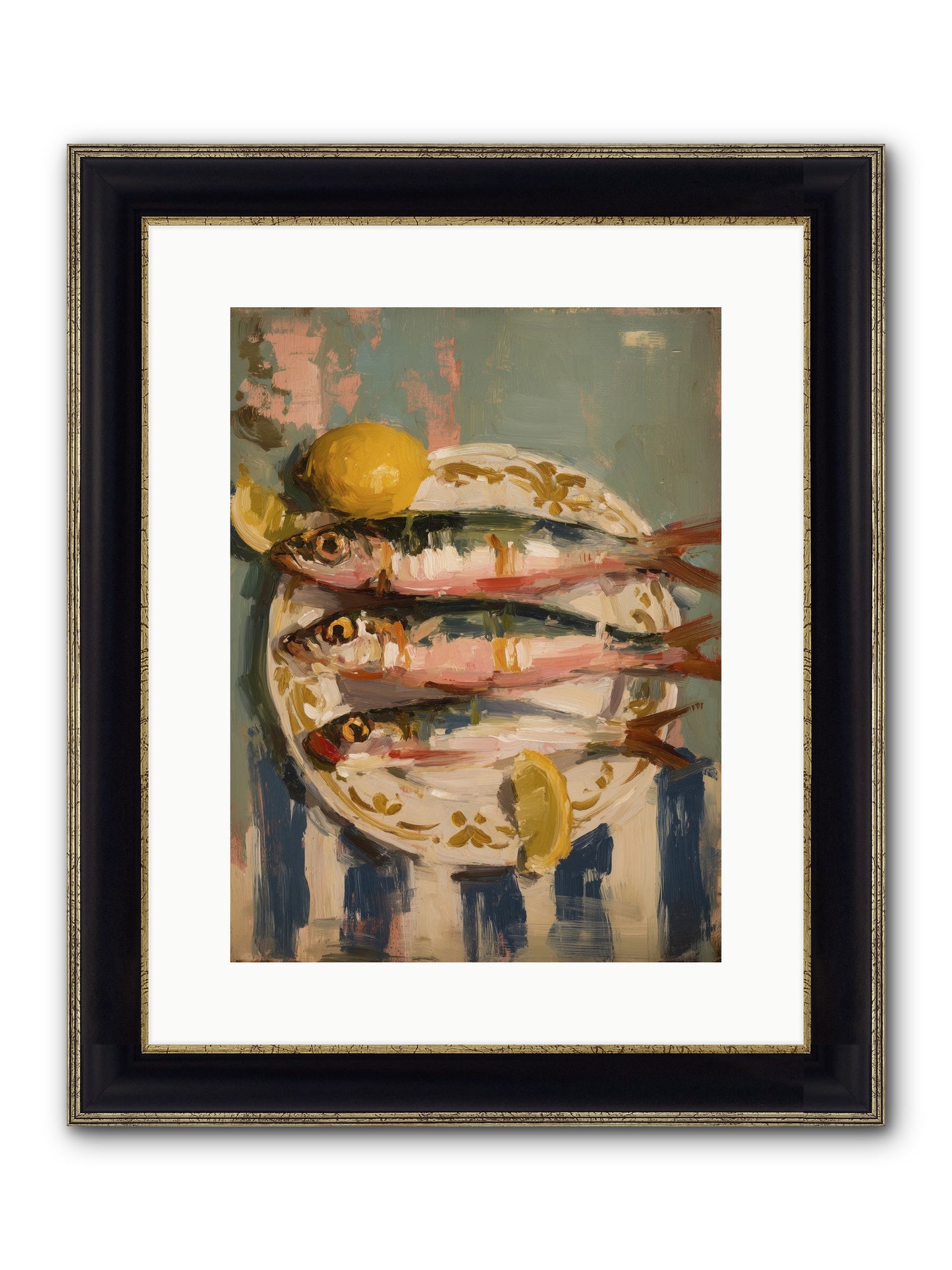 French Shore Framed Print - Black & Gold 12x16