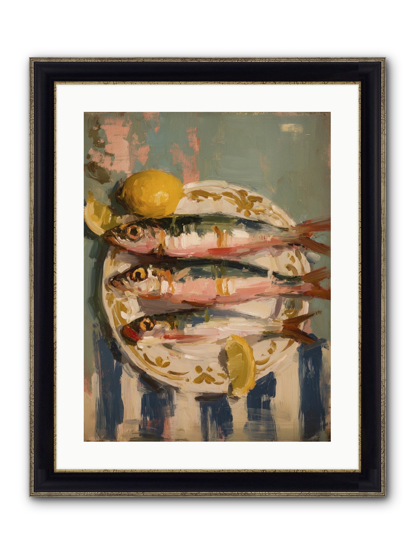French Shore Framed Print - Black & Gold 18x24