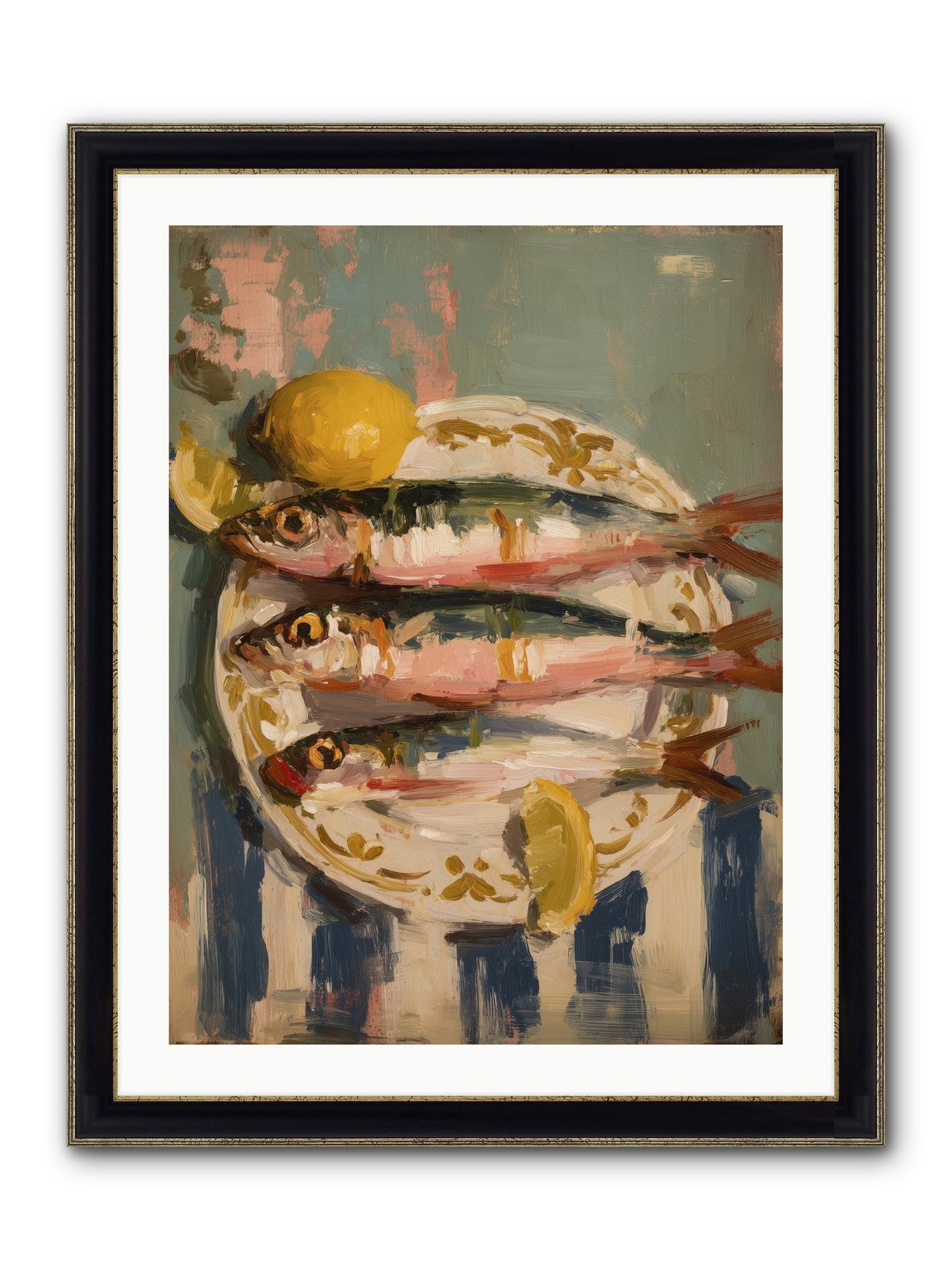 French Shore Framed Print - Black & Gold 24x32