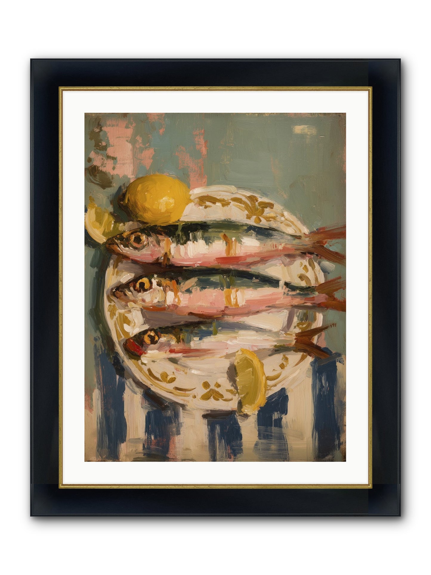 French Shore Framed Print - Wide Black w/Gold 24x32
