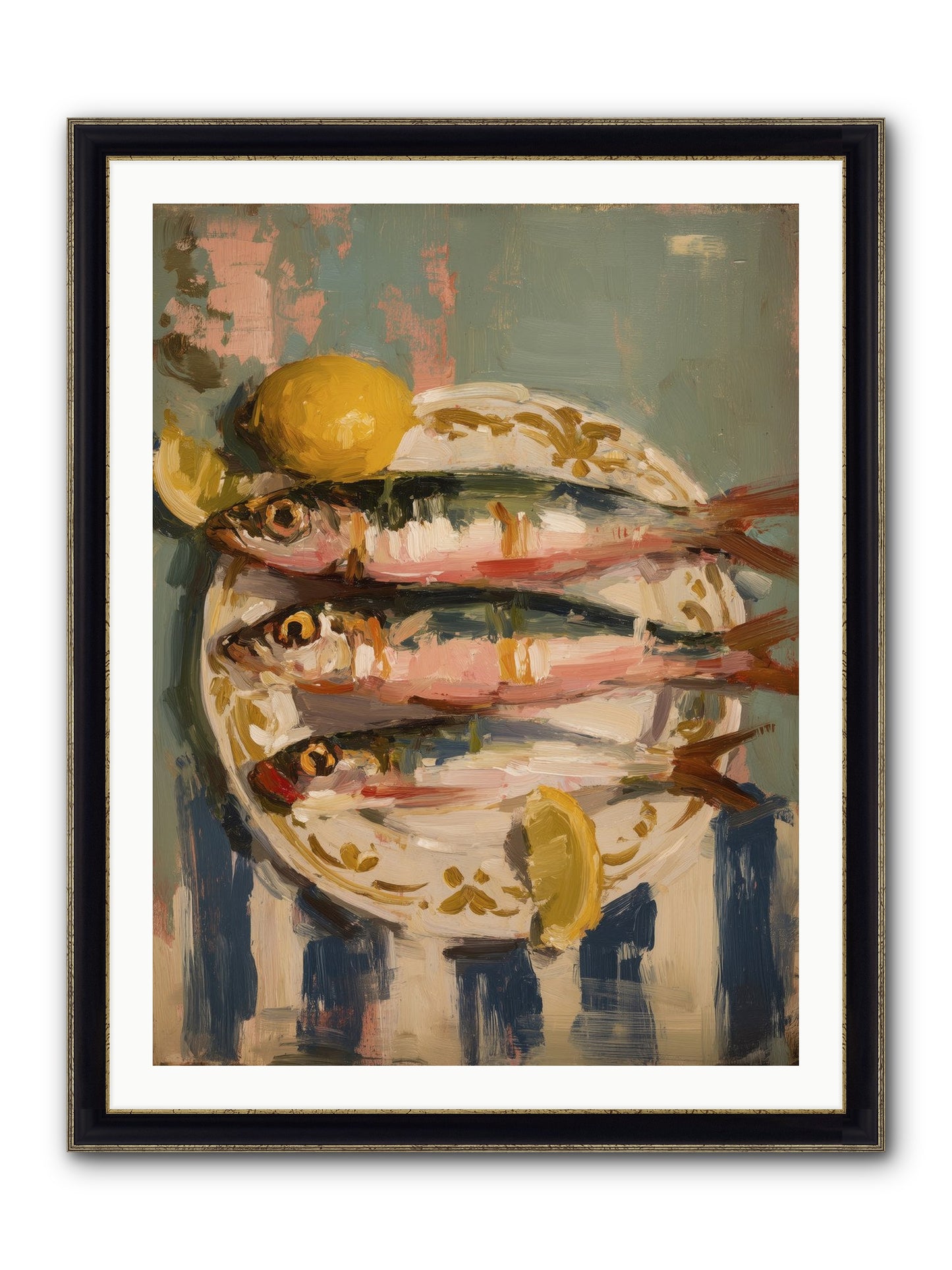 French Shore Framed Print - Black & Gold 30x40