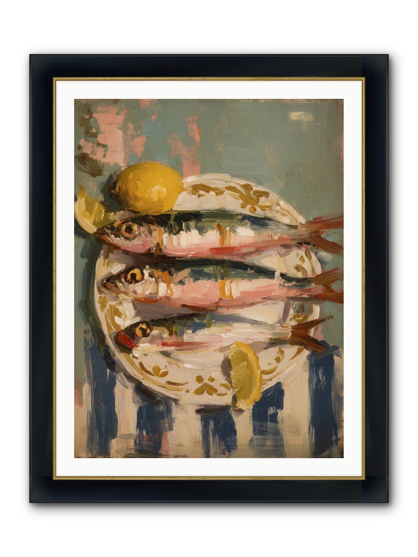 French Shore Framed Print - Wide Black w/Gold 30x40