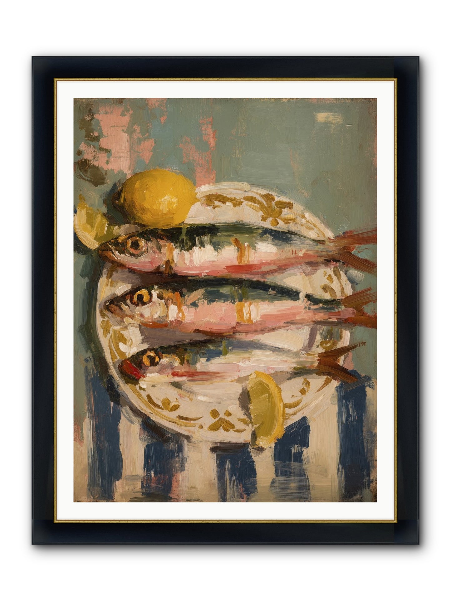 French Shore Framed Print - Wide Black w/Gold 36x48