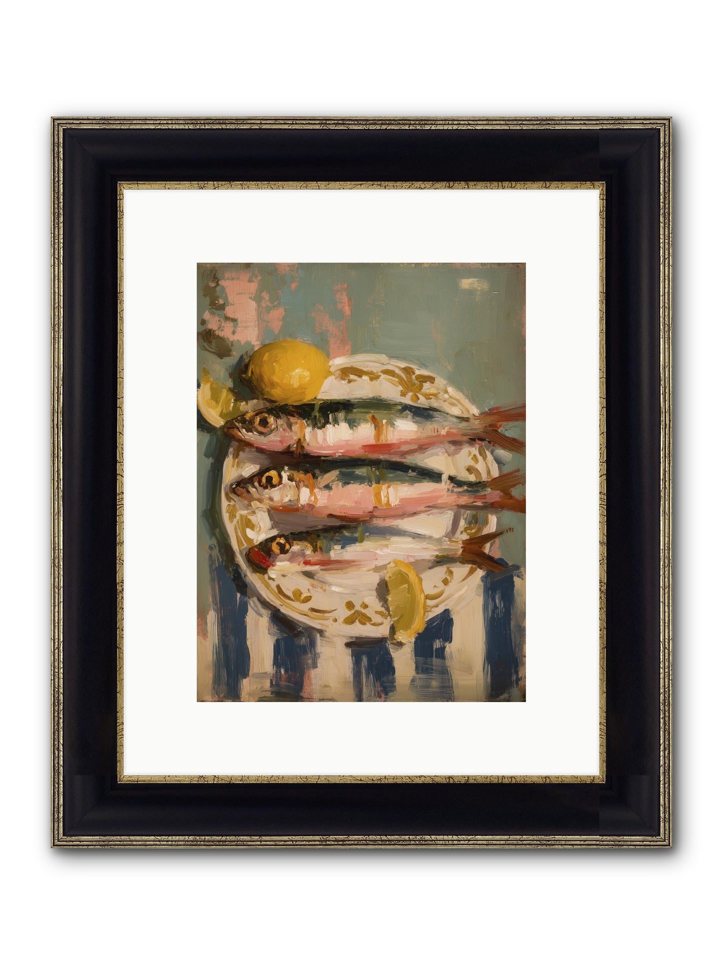 French Shore Framed Print - Black & Gold 9x12