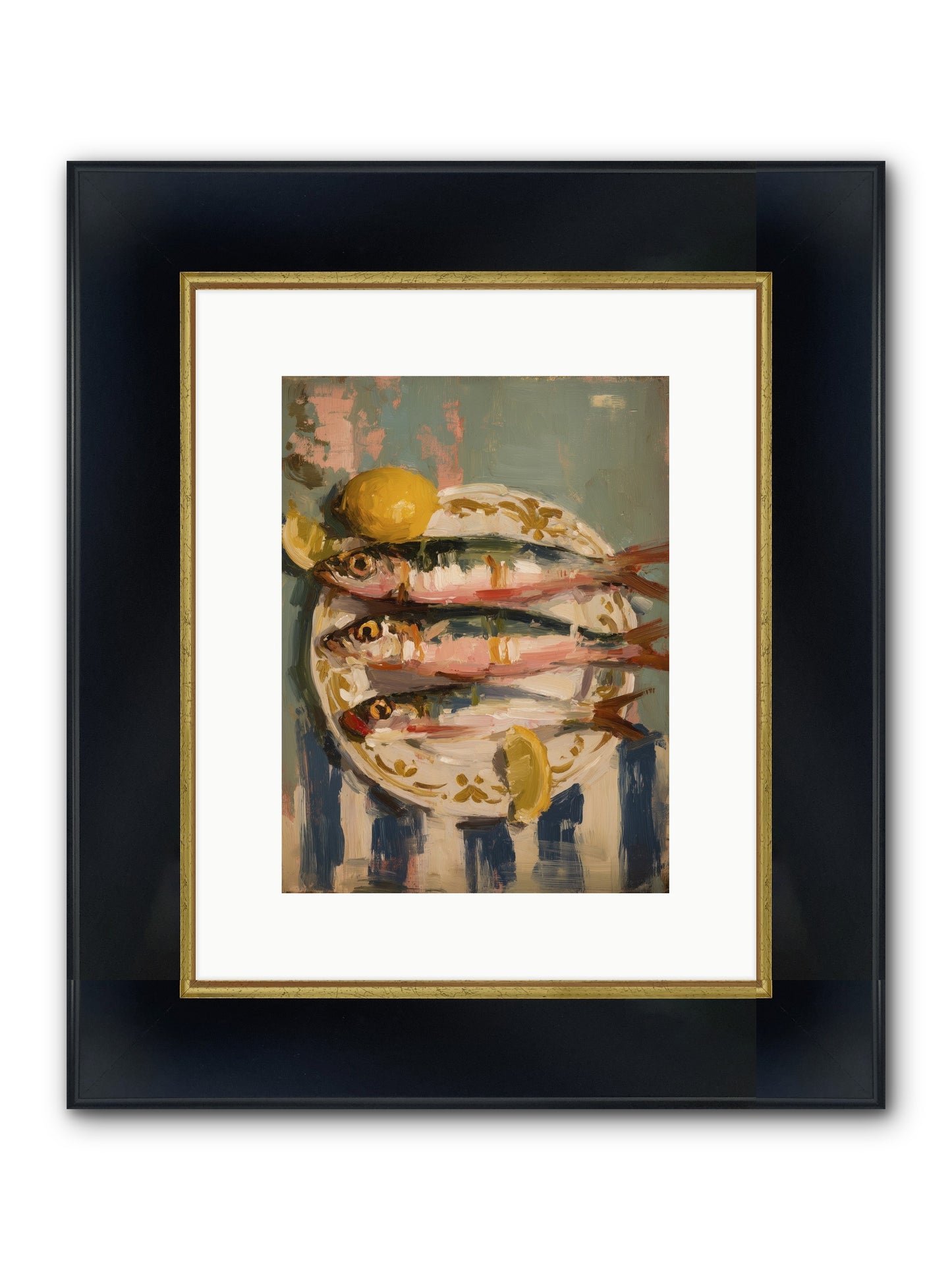French Shore Framed Print - Wide Black w/Gold 9x12