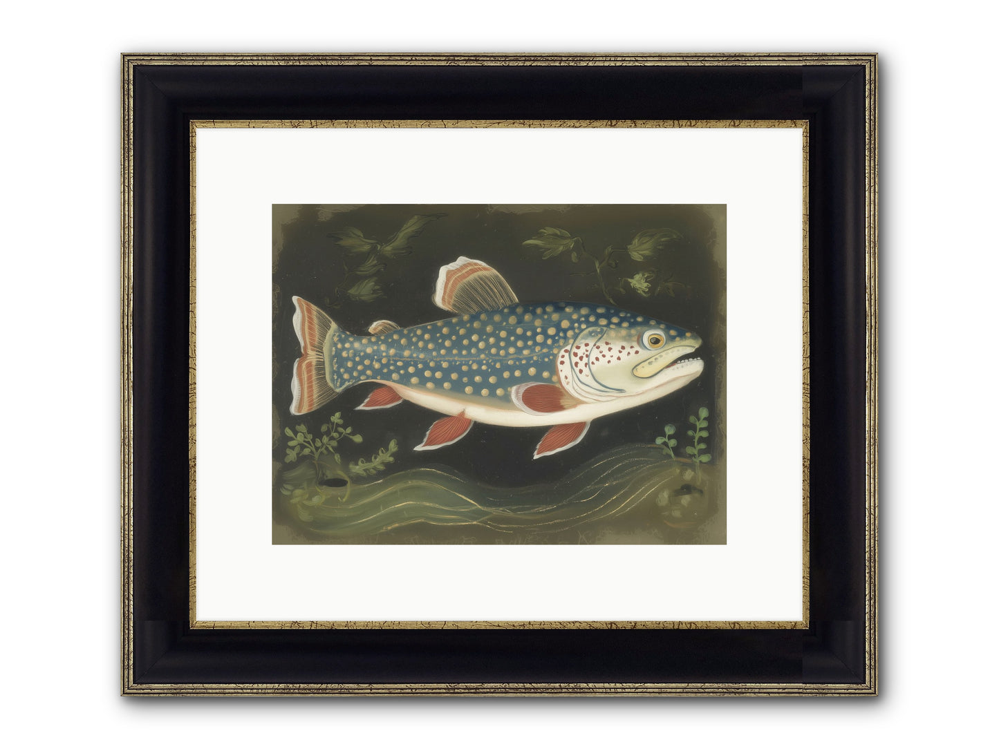 Freshwater Fairy Framed Print - Black & Gold 12x9