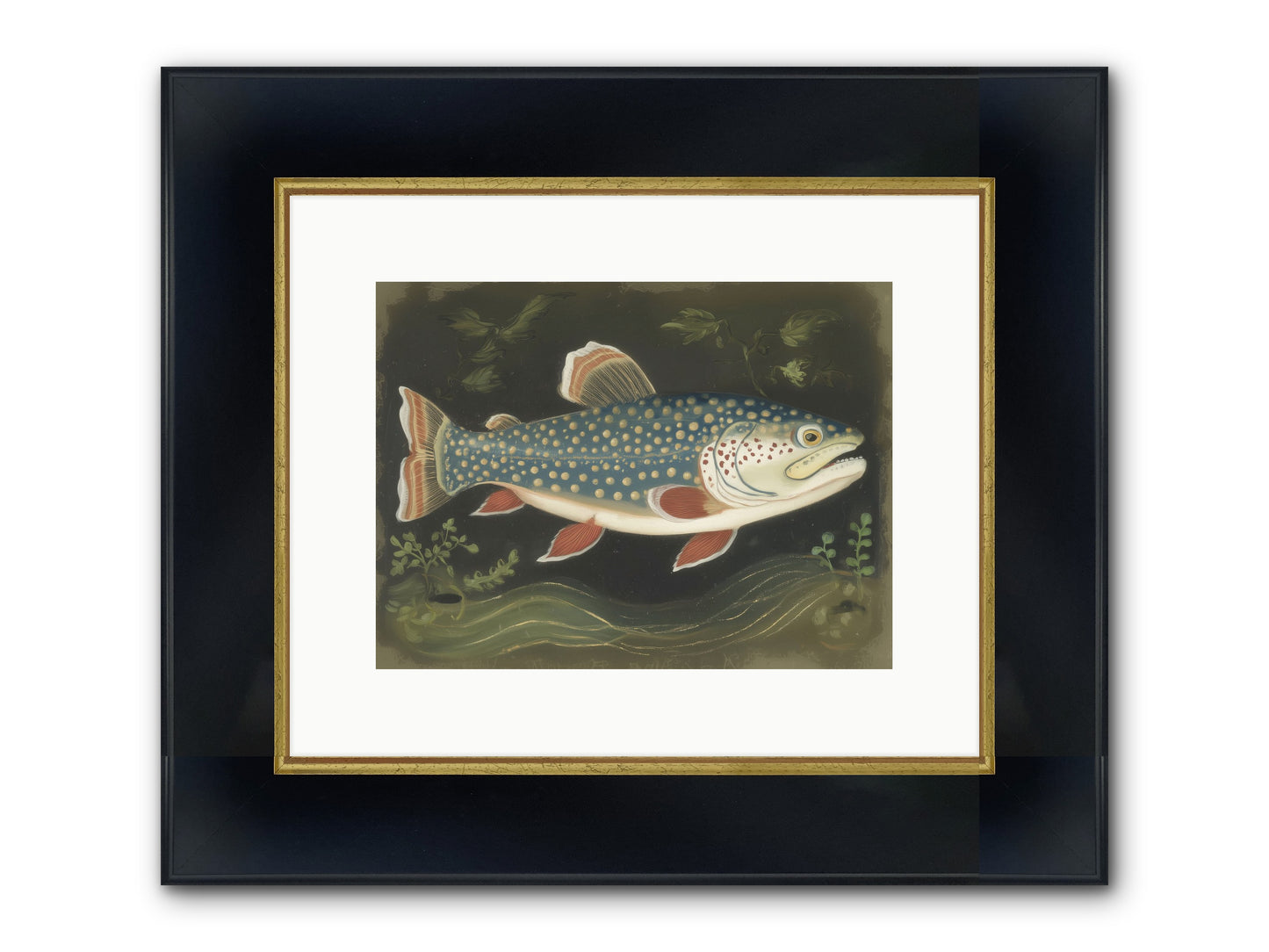 Freshwater Fairy Framed Print - Wide Black w/Gold 12x9