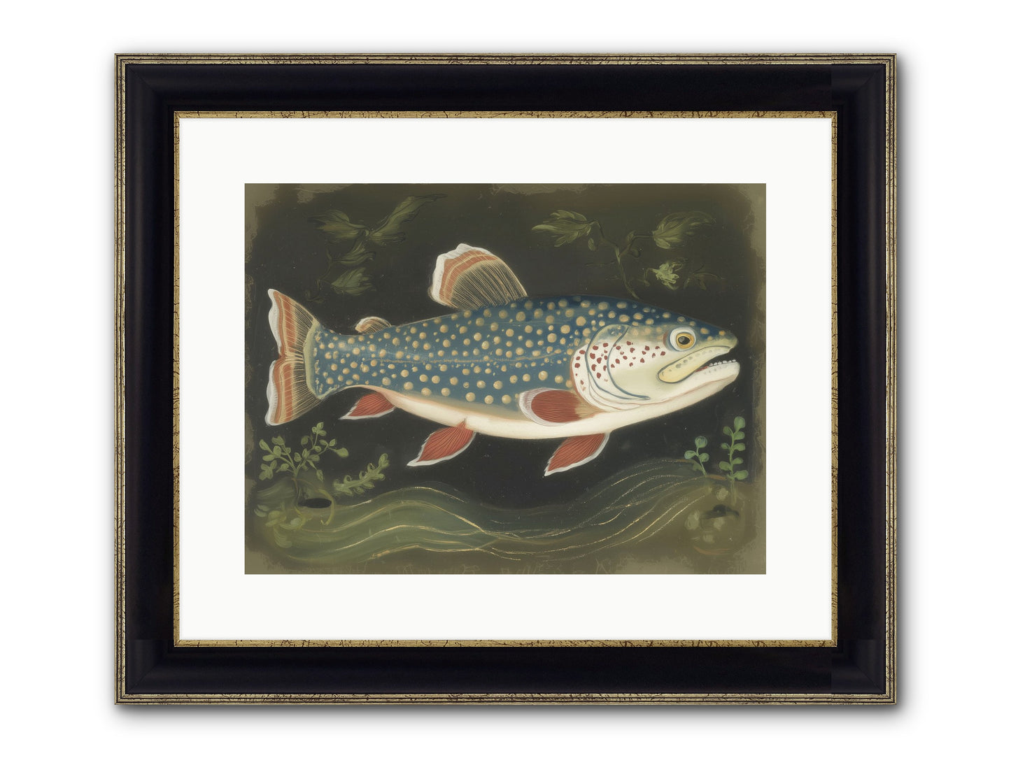 Freshwater Fairy Framed Print - Black & Gold 16x12
