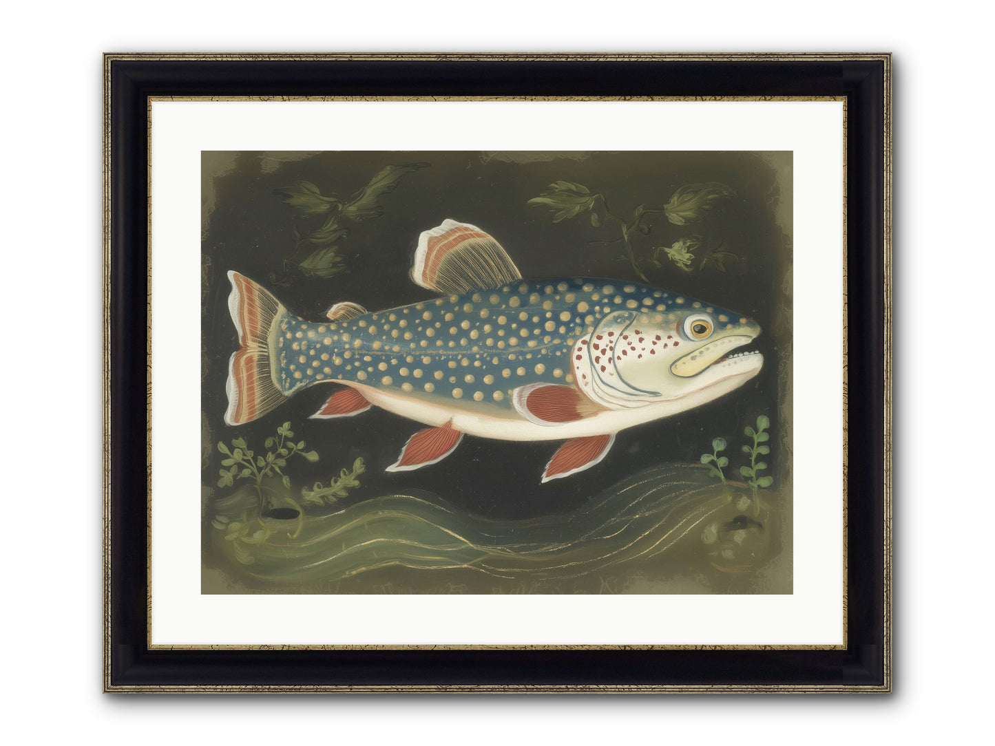 Freshwater Fairy Framed Print - Black & Gold 24x18