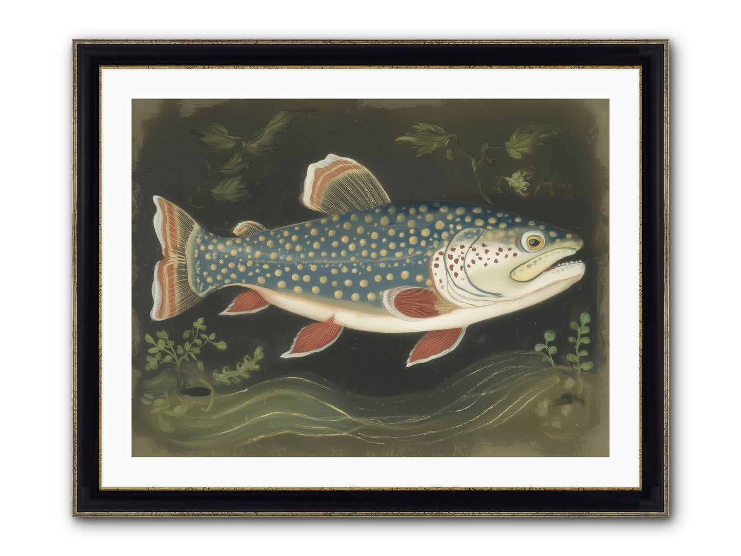 Freshwater Fairy Framed Print - Black & Gold 32x24