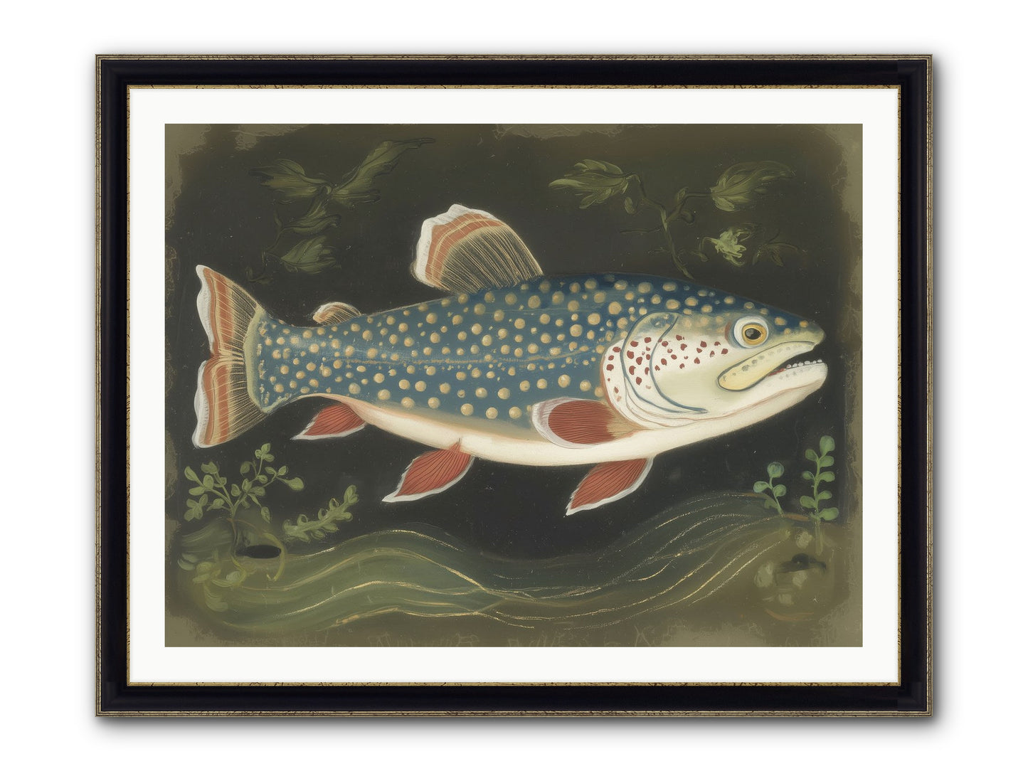 Freshwater Fairy Framed Print - Black & Gold 40x30