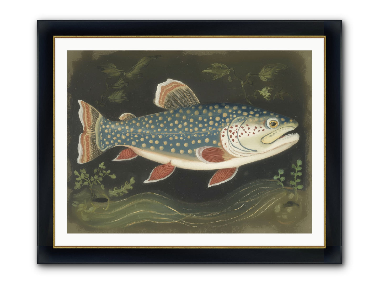 Freshwater Fairy Framed Print - Wide Black w/Gold 40x30